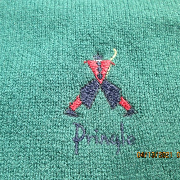 Vtg PRINGLE of Scotland Men's XL Golf Sweater Nick Faldo Collection Green Wool - Picture 6 of 6